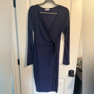 Navy Blue Pink Lily Dress